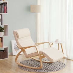 VASAGLE - Silla Mecedora con Reposapiés 5 posiciones Beige