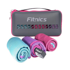 FITNICS - Toalla Microfibra Set 3 100x30 Ejercicio+Estuche - Multicolor