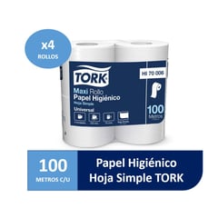 TORK - Papel Higiénico Hoja Simple Universal 4rollos x 100mts