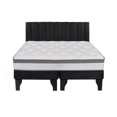 5 SUEÑO - Cama Europea 2 Plazas + Respaldo Tubular Negro