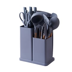 CRUSEC - Juego Utensilios 19 Piezas Silicona Antiadherente de Cocina Gris