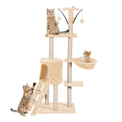 VIDITA - Gato Torre Arbol Rascador Con Hamaca Yute Bolas 138cm Beige