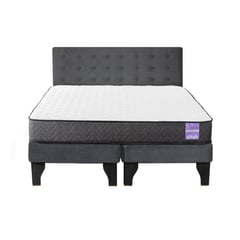 5 SUEÑO - Cama Europea King Respaldo Capitoné Negro Gris