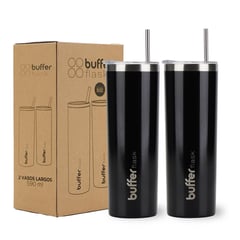 BUFFER FLASK - Vasos Termicos Set de 2 Buffer Acero Inoxidable - Negro