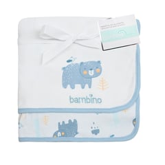 BAMBINO - Manta de Algodón para bebé niño Azul Oso