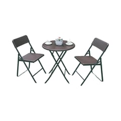 NORTHWEST - Set 2 Sillas + Mesa Redonda Plegable 60 cm Rattan