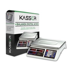 KASSER - Balanza Digital Pesa 40 kilos Comercial Recargable