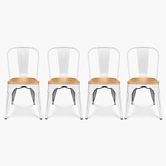 FORM DESIGN - Pack 4 Sillas Tolix Asiento Madera Blanco Form