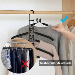 AIZO - 2pk Ganchos De Ropa Multifuncionales Antideslizantes De 5en1 negro