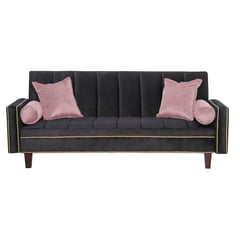 GENERICO - Futon Sofa Cama Vanguardia 200 x110 Negro - Rosa