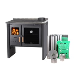 BOSCA - Pack Cocina a Leña Hestia 90 Charcoal + Kit Base