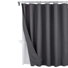 CASATUA - Cortina Baño Ducha Impermeable Con Iman y Forro - Gris