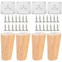 KUANGYE - Set 4 Patas De Madera Maciza Para Muebles 12cm