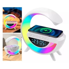 GENERICO - Parlante Con Cargador Inalámbrico Reloj Digital Lampara Led