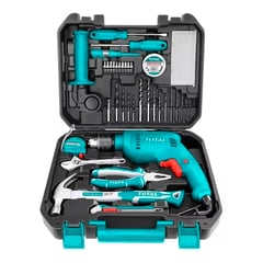 TOTAL TOOLS - Kit Taladro Percutor 680w + Herramientas - 115 Piezas Total