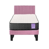 5 SUEÑO - Cama Europea 1 Plaza Aura + Respaldo Tubular Negro Rosado