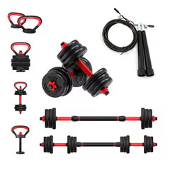 GENERICO - Set Mancuernas Ajustables 40 Kg 6 En 1 + Speed Rope