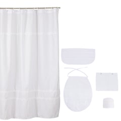 GENTILE - Cortina y Set de baño 5 piezas 200 x 200 cms Prego Blanca