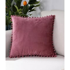 GENERICO - Funda Terciopelo Para Cojin Pompon Decorativas 45x45 - Violeta - 45