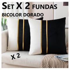 COMPRAPO - Set X 2 Fundas para Cojín Bicolor Negro Dorado 45x45 Cm.