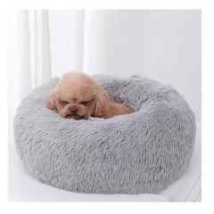 GENERICO - Lavables Cama Redonda Felpa Para Mascotas Gris 50 cm