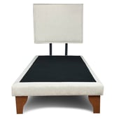 GENERICO - Base Cama Europea 1.5 Plazas Con Respaldo Beige Liso