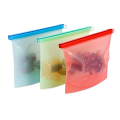 CASATUA - Bolsas Silicona Hermeticas Reutilizables Comida Set - Pack x3