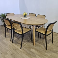 GENERICO - Comedor Mesa Expandible (100 - 140 - 180CMS) + 6 sillas Delta Negro