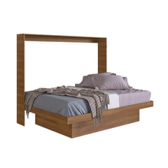 HOGA - Cama Plegable Horizontal 2 Plazas Latino Nogal