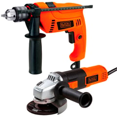 BLACK+DECKER - Taladro Perc 550W + Esmeril 820W HD555-G720