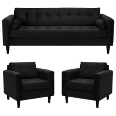 BODEVIR - Sofa Retro 3CG+1+1 Felpa 00 Negro