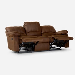 ROSEN - Sofá Reclinable Archie 3 Cuerpos Manual Tela Café