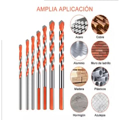 GENERICO - Brocas Hss 7 Pcs Carburo Para Metal Concreto Vidrio Mármol