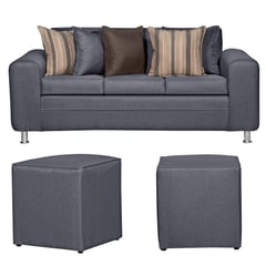 RUZAM MOBEL - SOFA LEGEND 3 CUERPOS Y DOS POUF GRIS