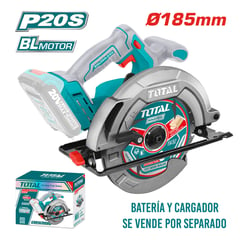 TOTAL TOOLS - Sierra Circular Inalámbrica 20v Brushless 185mm + Disco TOTAL