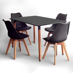 SWEET HOGAR - Comedor 4 sillas Negro modelo Alberta