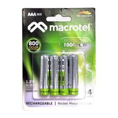 MACROTEL - Pack 4 Pilas AAA Recargables 1000mha MW-800