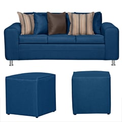 RUZAM MOBEL - SOFA LEGEND 3 CUERPOS Y DOS POUF AZUL