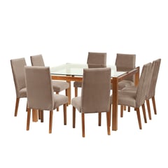 LATAM HOME - Juego De Comedor Barcelona 1400X1400 Silla Cadiz Tela Beige