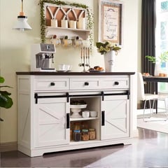 GENERICO - MUEBLE BUFFET APARADOR BLANCO PARA LIVING O COMEDOR PUERTAS CORREDERAS