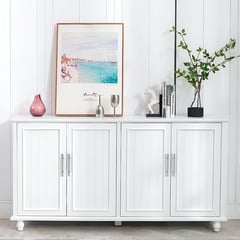 GENERICO - MUEBLE BUFFET APARADOR BLANCO DOBLE CON PUERTAS Y ESTANTES