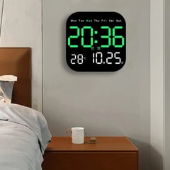 OEM - RELOJ DIGITAL DE PARED CUADRADO CON CONTROL REMOTO VERDE