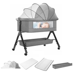 ANIKIDS - Cuna Colecho Corral Bebé Con Mosquitero Colchon Mudador Gris