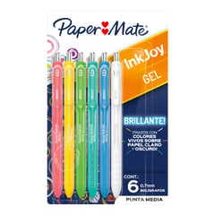 PAPER MATE - Set 6 Bolígrafos Inkjoy de Gel Colores Brillantes