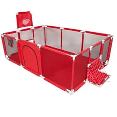 GENERICO - Corral Seguridad Bebes Con Aro De Basket 180cm Rojo