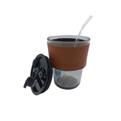 MOGA - Vaso De Vidrio Con Tapa Hermética Y Bombilla Vidrio 450 Ml