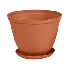 RIMAX - Macetero plástico con plato Redondo 35cm Terracota