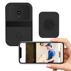 AIZO - Timbre Inalámbrico Exterior Wifi Cámara 1080p Casa Seguridad negro