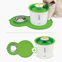 CATIT - Combo Fuente Flor 3 lts + Alfombra con Plato Para Gato