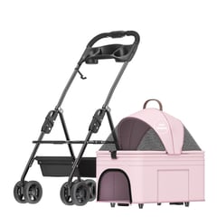 LUBABYCAS - Coche Plegable 2 En 1 Para Mascotas Rosado